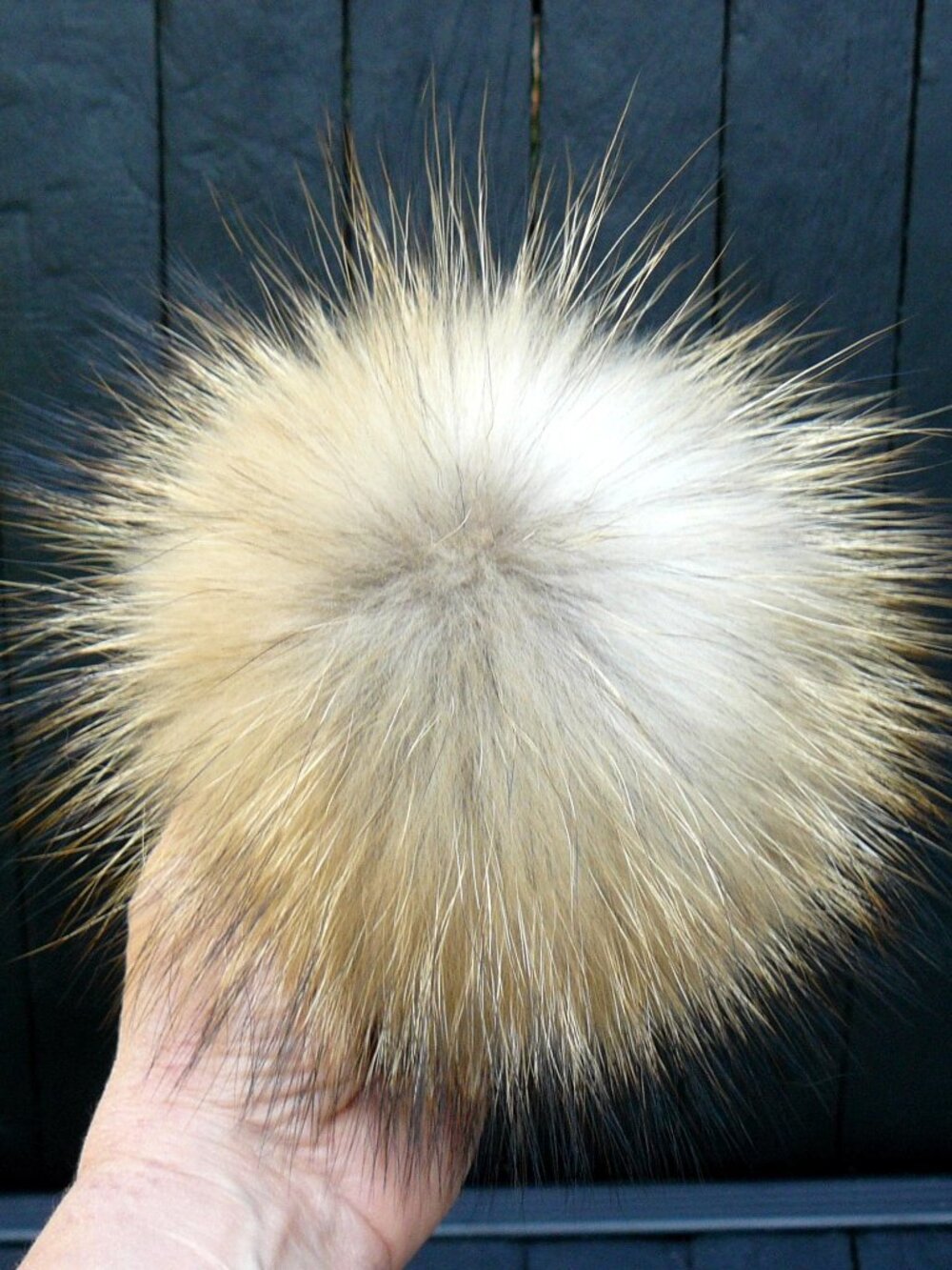 Large Natural Color Real Raccoon Fur Pompom with snap - Picture 3 of 6